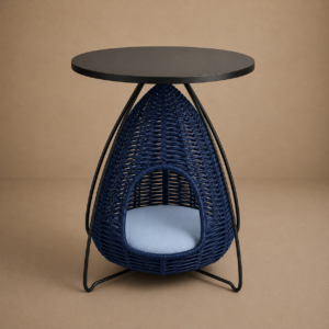 Cama Pet Moderna com Mesa Lateral em Corda Náutica e Alumínio | Casinha Premium para Cães e Gatos – MaisTrama