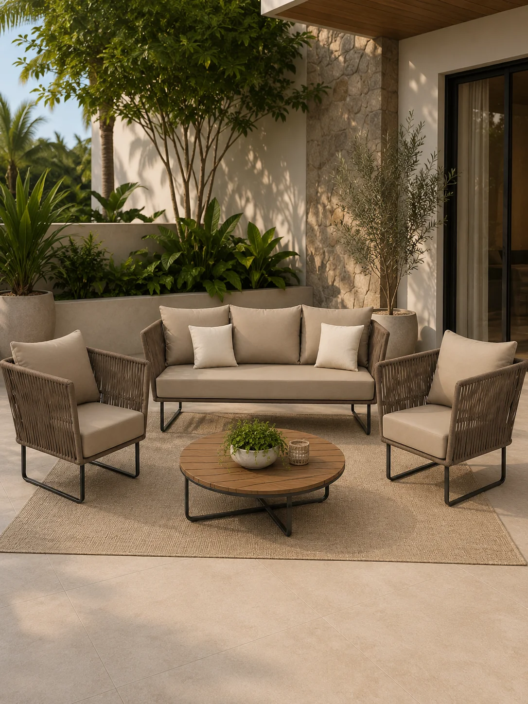 PROD TESTE - Conjunto de Sofá Floripa para Área Externa – 3 Lugares + 2 Poltronas